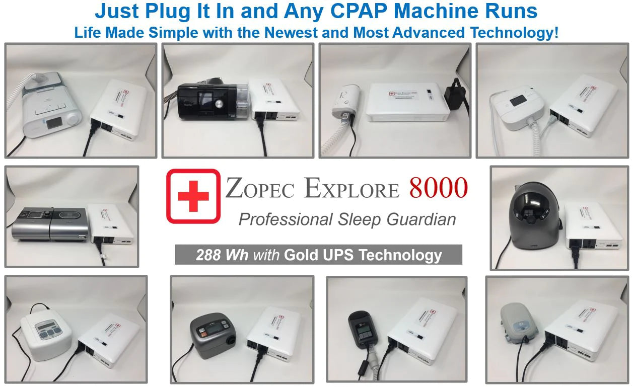 EXPLORE 8000 CPAP/BPAP Home UPS Backup Battery By Zopec
