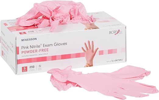McKesson Pink Nitrile Disposable Nitrile Exam Glove Standard Cuff Length