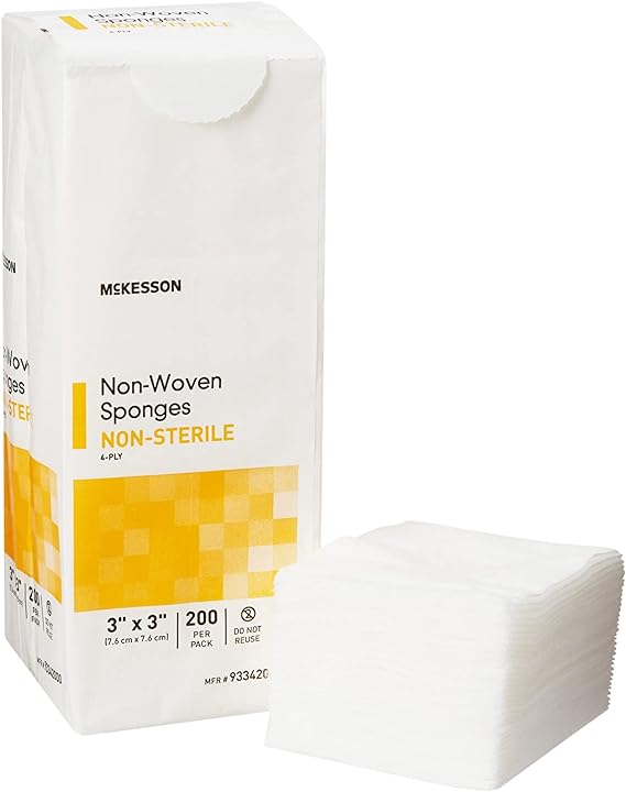 McKesson Non-Woven Sponges, Non-Sterile, 4-Ply, Polyester/Rayon