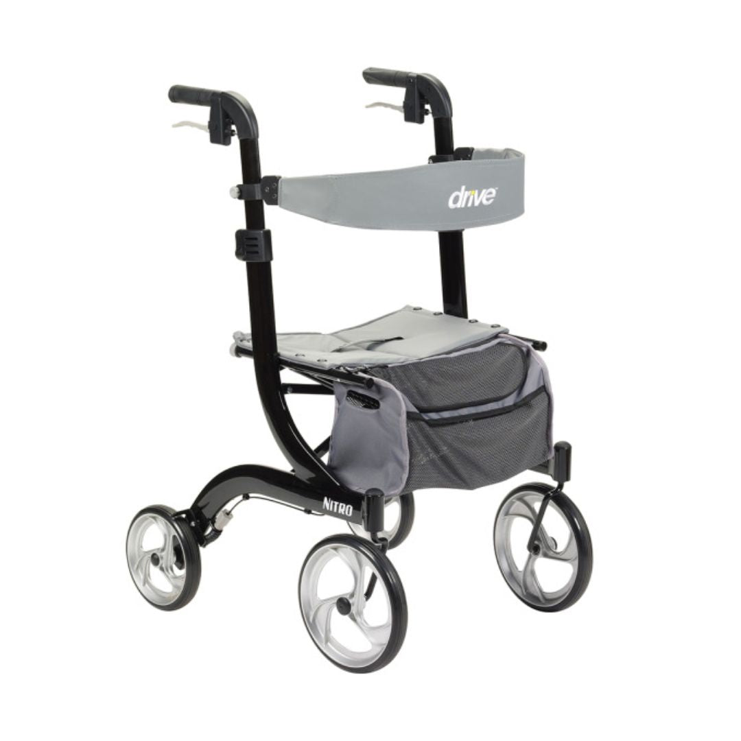Nitro Euro Style Aluminum Rollator-Walker With Seat RTL10266-BK By Drive