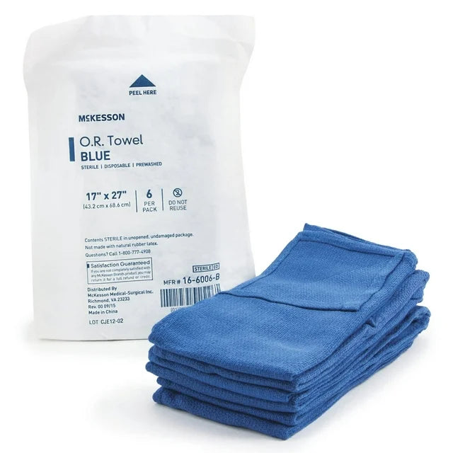 McKesson Sterile Disposable Operating Room Towels – Blue 17" x 27"