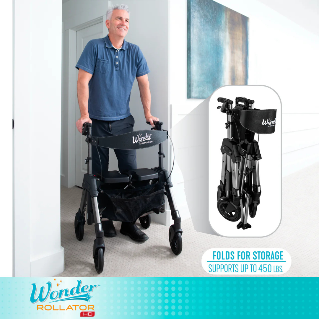 Stander Wonder Rollator HD Heavy Duty Bariatric Rollator with Seat & Basket 4360RR By Stander