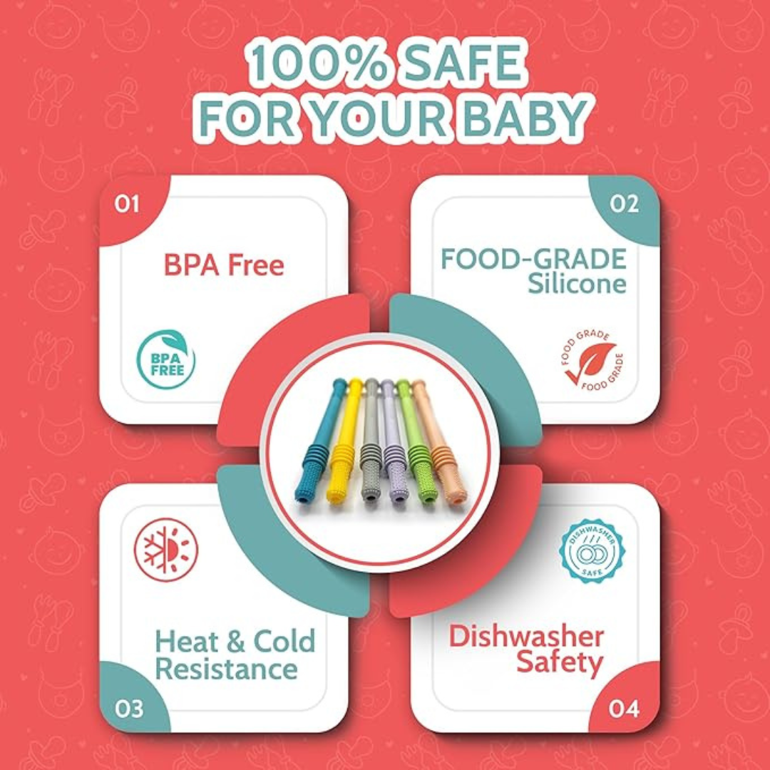BEBECAN Teething Tubes - Soft Silicone Baby Teethers Set - For 3+ Years