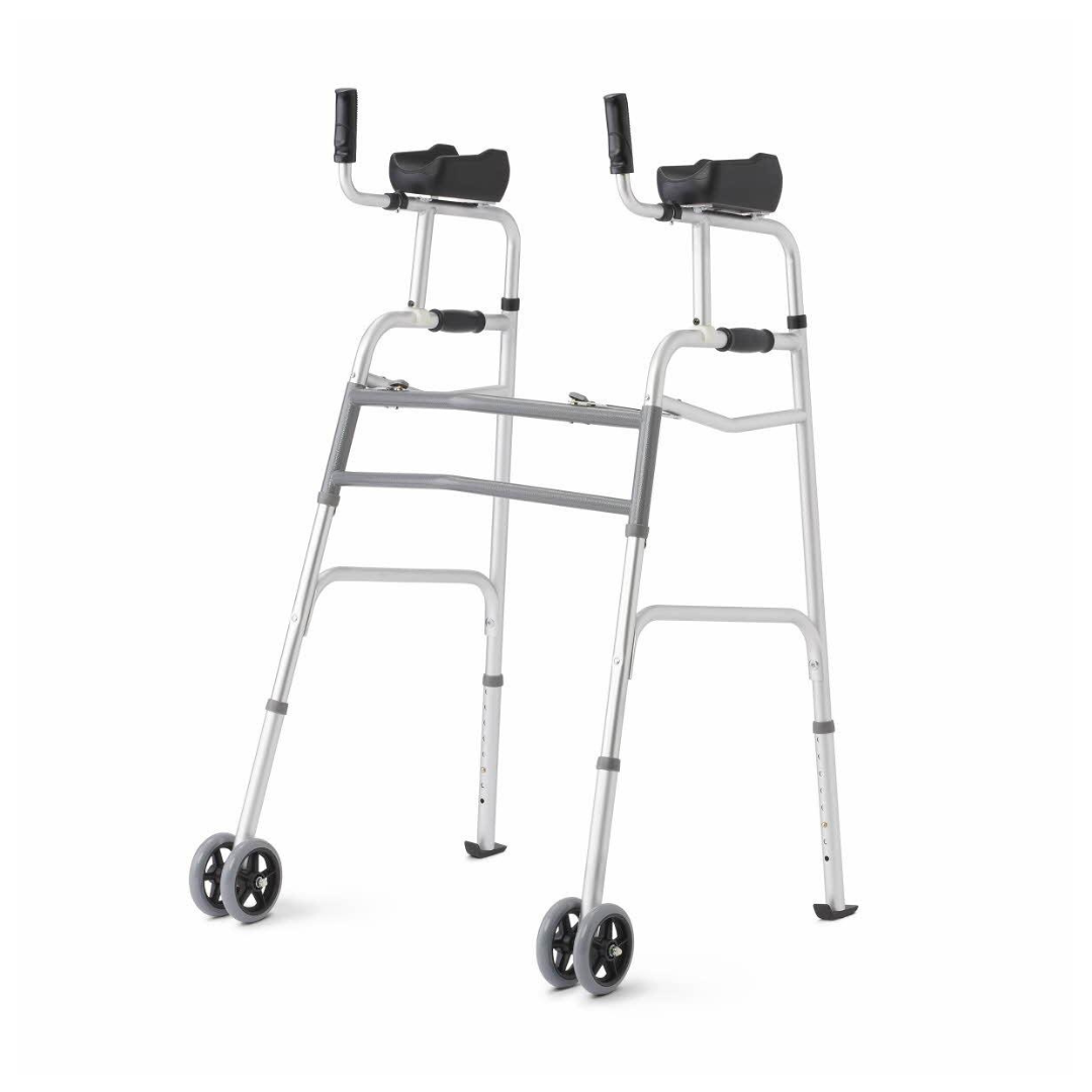 Medline Aluminum Upright Folding Walker with 5" Wheel (MDSUPWALKJR) By Medline