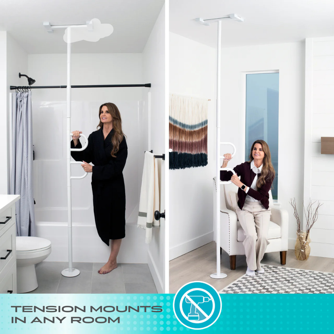 Stander Double Handle Floor to Ceiling Grab Bar Safety Support Pole 8142W By Stander