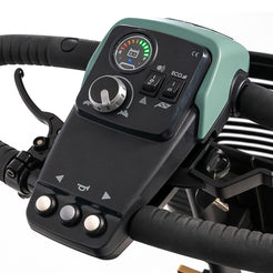 Pride Mobility Baja Bandit scooter control panel with battery indicator and speed settings