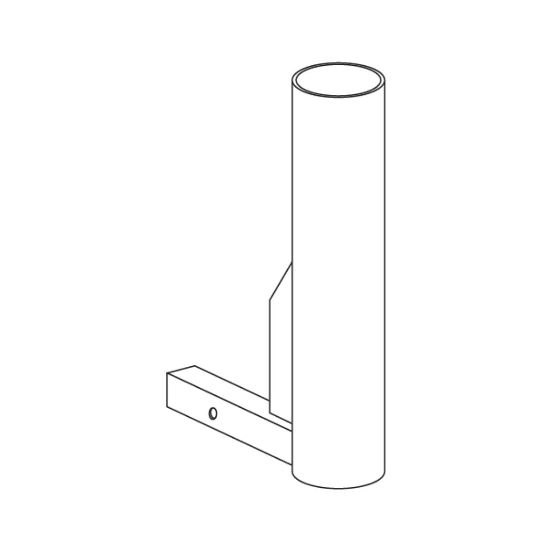 Pride Mobility Single Rear Mount Cane & Crutch Holder in gray, side view for easy attachment