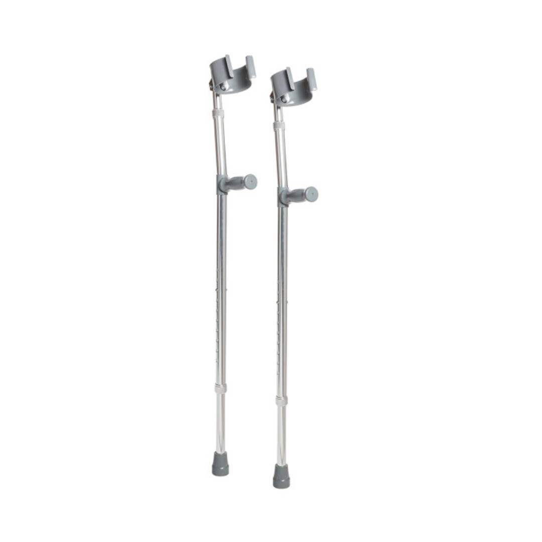 Drive Medical Steel Forearm Crutches Adjustable Height in Silver for mobility support