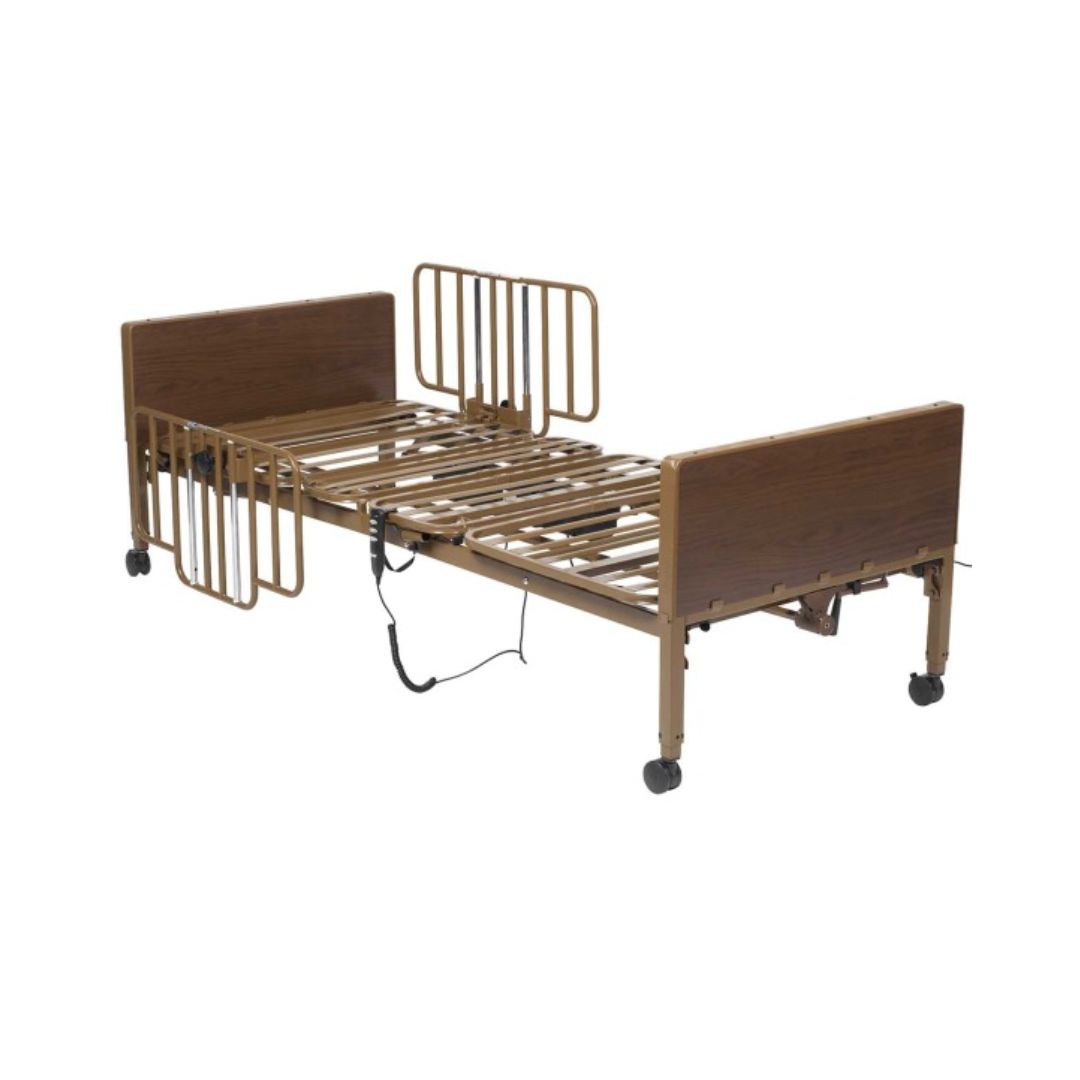 Drive Medical Competitor II Semi Electric Hospital Bed with wood finish and adjustable side rails
