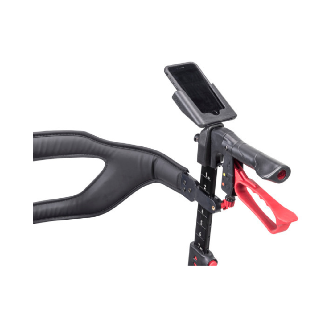 Drive Medical Nitro Sprint and Glide Cell Phone Holder attached to a walker handle with adjustable mount