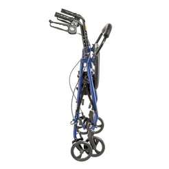 Folded Drive Rollator by Drive Medical with ergonomic handles and sturdy wheels for mobility support