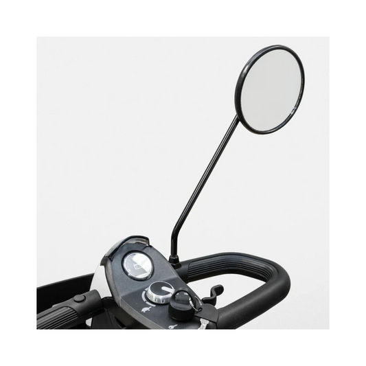Pride Mobility scooter handlebar with round Rearview Mirror for enhanced visibility and safety