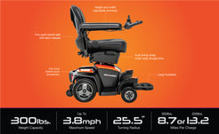 Pride Go Chair compact electric wheelchair with adjustable armrests and large footplate