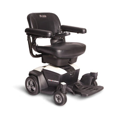 Pride Mobility Pride Go Chair compact black power wheelchair with cushioned seat and adjustable armrests