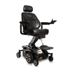 Pride Jazzy Air 2 Elevating Power Chair by Pride Mobility with black cushioned seat and joystick control