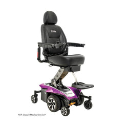Pride Jazzy Air 2 Elevating Power Chair by Pride Mobility with black seat and purple base