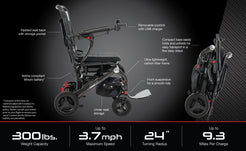Pride Jazzy Carbon electric wheelchair with ultralight carbon fiber frame and removable joystick