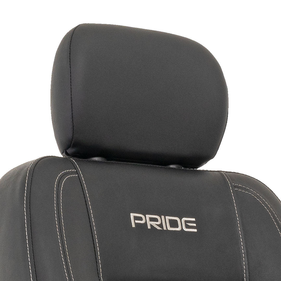 Black seat headrest with Pride logo for Pride Jazzy EVO 613 mobility scooter
