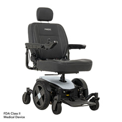 Pride Jazzy EVO 614 HD powered wheelchair with black cushioned seat