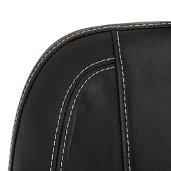 Close-up of black leather seat with white stitching from Pride Jazzy EVO 614 HD power wheelchair