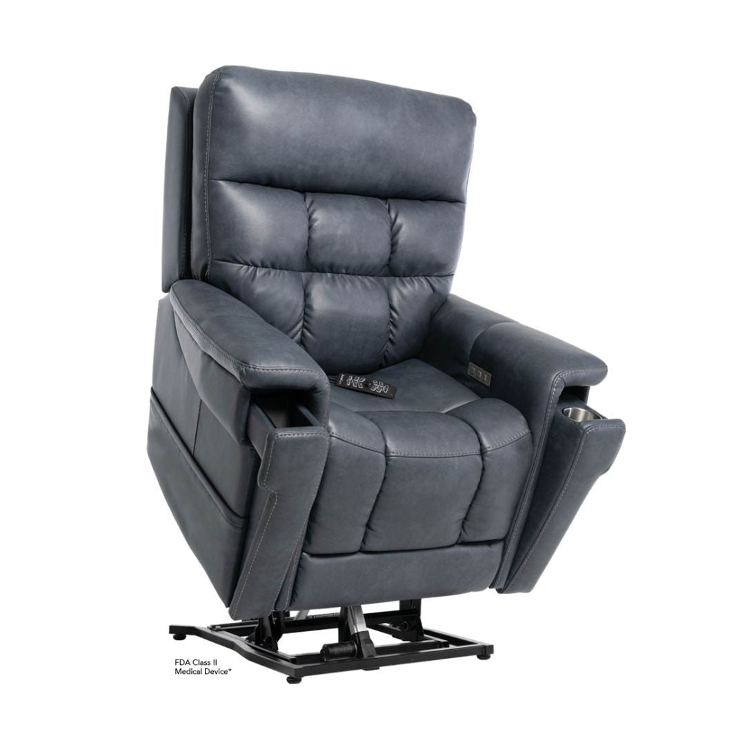Pride Mobility VivaLift Ultra PLR4955M gray lift recliner chair with plush cushioned seat and remote control