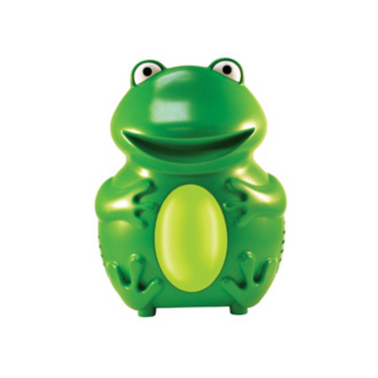 Compass Health Brands Roscoe Frog Nebulizer green frog-shaped pediatric inhaler device