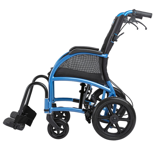 STRONGBACK 12AB Transport Wheelchair 1003AB blue lightweight foldable mobility chair with mesh backrest