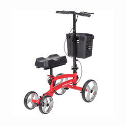 Drive Medical Nitro Glide Knee Walker in red with black seat and front basket