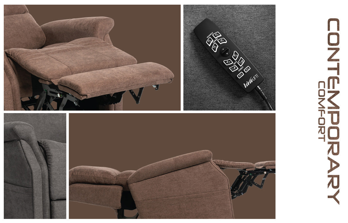 Pride Mobility VivaLift Metro 2 PLR925M reclining brown lift chair with remote control and plush cushioning