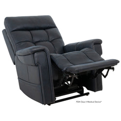 Pride Mobility VivaLift Radiance PLR3955LT black lift recliner chair with padded armrests and footrest extended