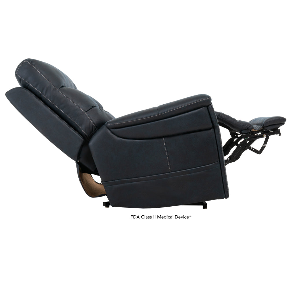 Pride Mobility VivaLift Radiance PLR3955LT reclining lift chair in black with extended footrest