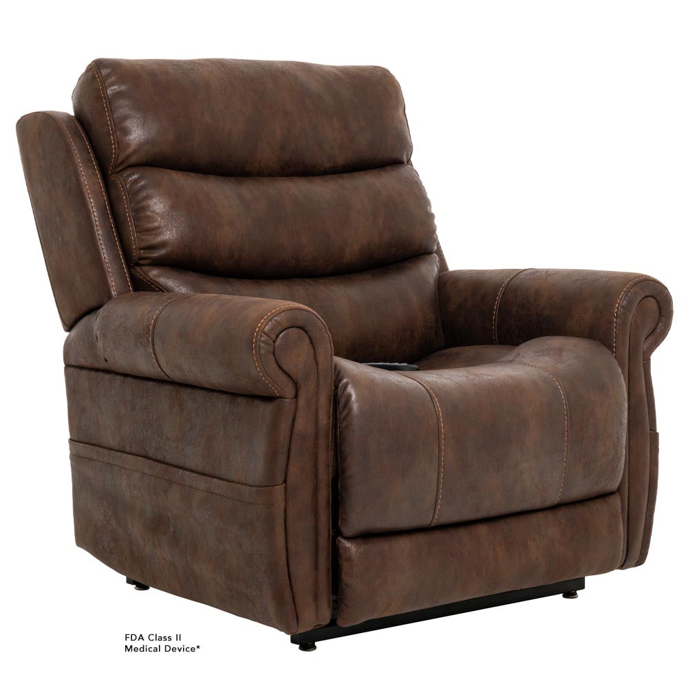 Pride Mobility VivaLift Tranquil 2 PLR935S brown leather powered lift recliner chair