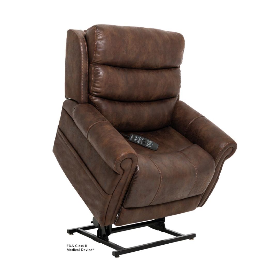 Pride Mobility VivaLift Tranquil 2 PLR935S brown lift recliner chair with remote control