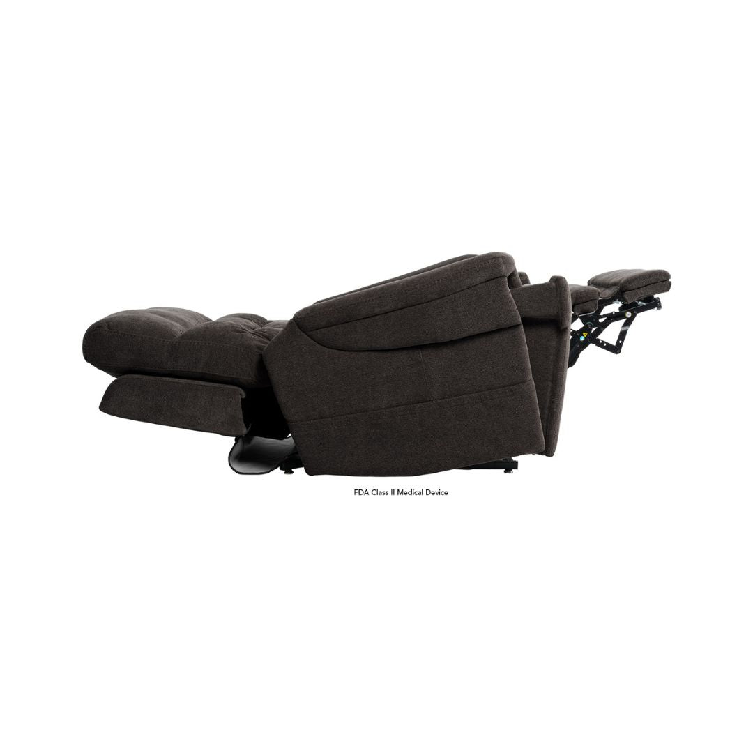 Pride Mobility VivaLift Ultra PLR4955L brown reclining lift chair fully extended