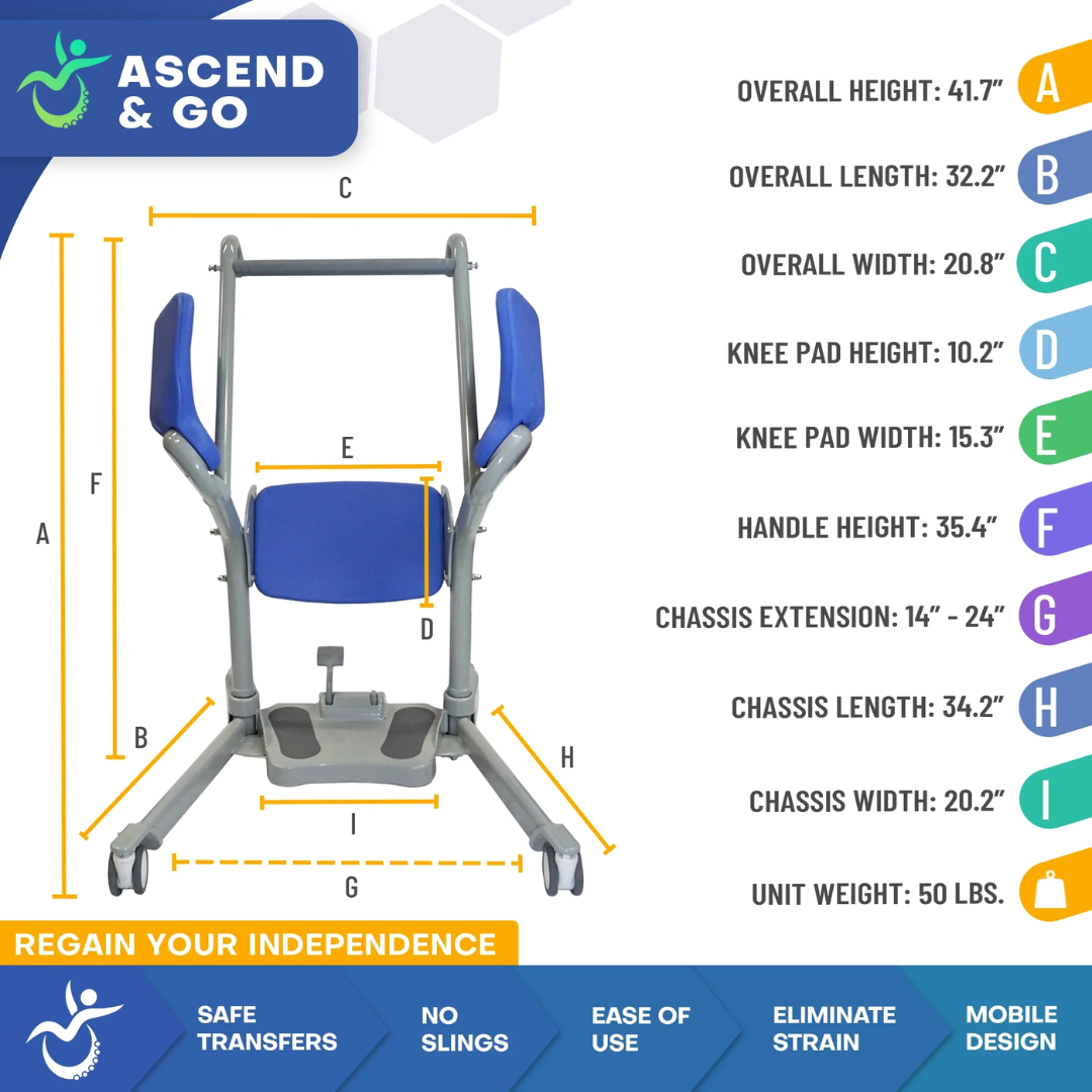 Ascend & Go Sit to Stand Patient Lift (MP-P02) By Mobile Patient Lift