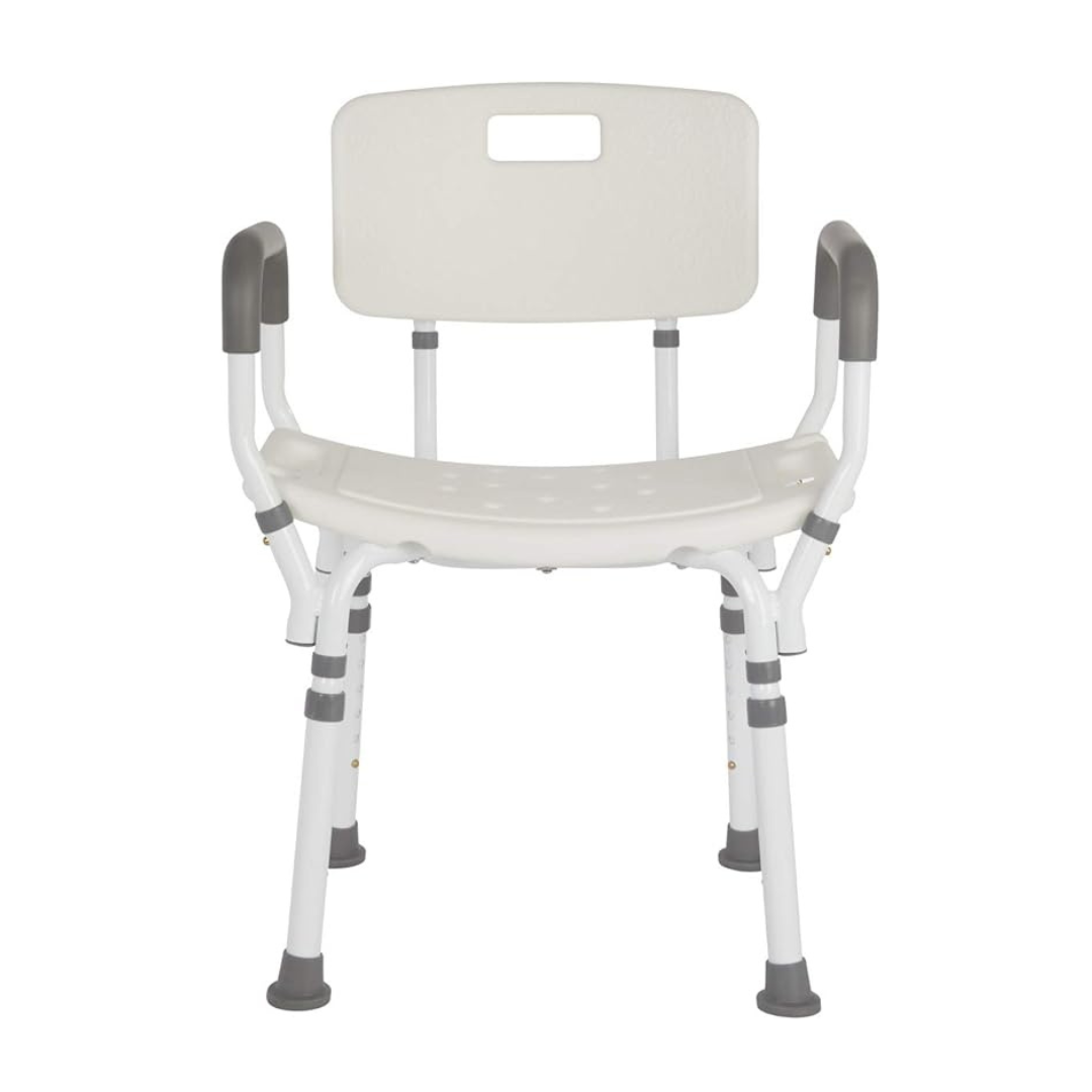 Premium Shower Chair with Back and Padded Arms (White) By Lifestyle