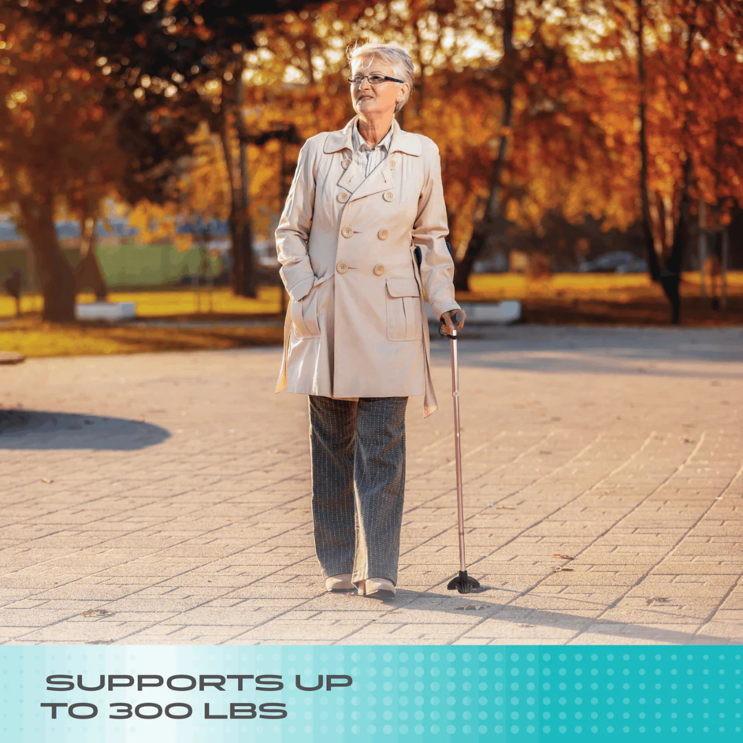 Stander Wonder Cane Folding Quad Tip Walking Cane with Adjustable Height 7510-RR By Stander