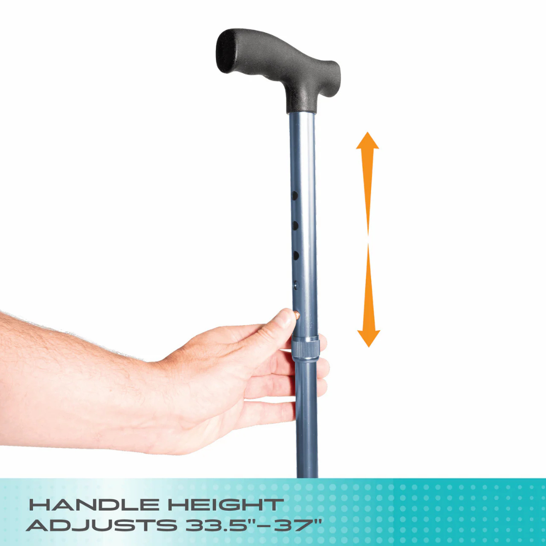 Stander Wonder Cane Folding Quad Tip Walking Cane with Adjustable Height 7510-RR By Stander