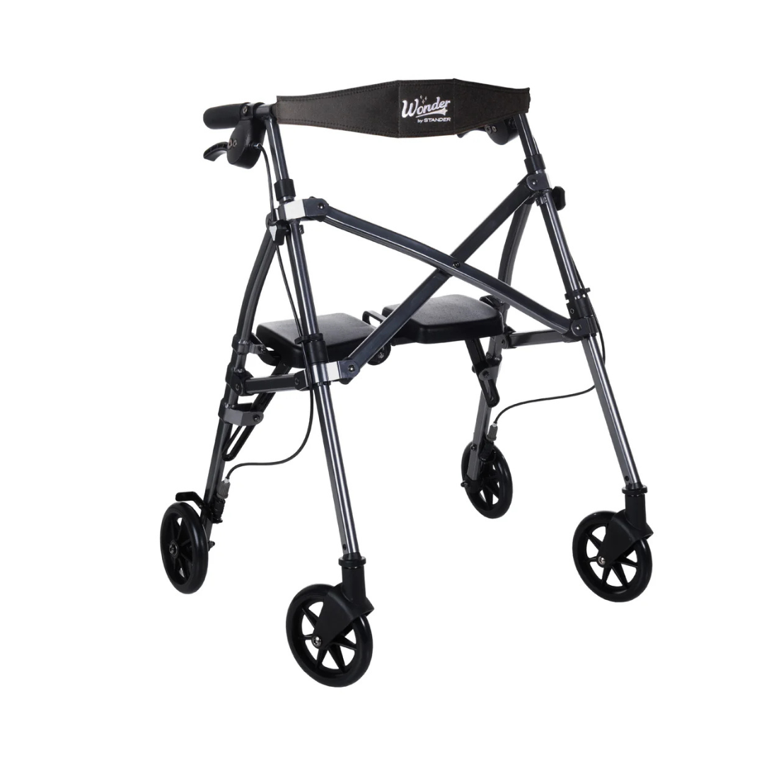 Stander Space Saver Rollator Compact Folding Rollator with Seat & Brakes 4250RR By Stander