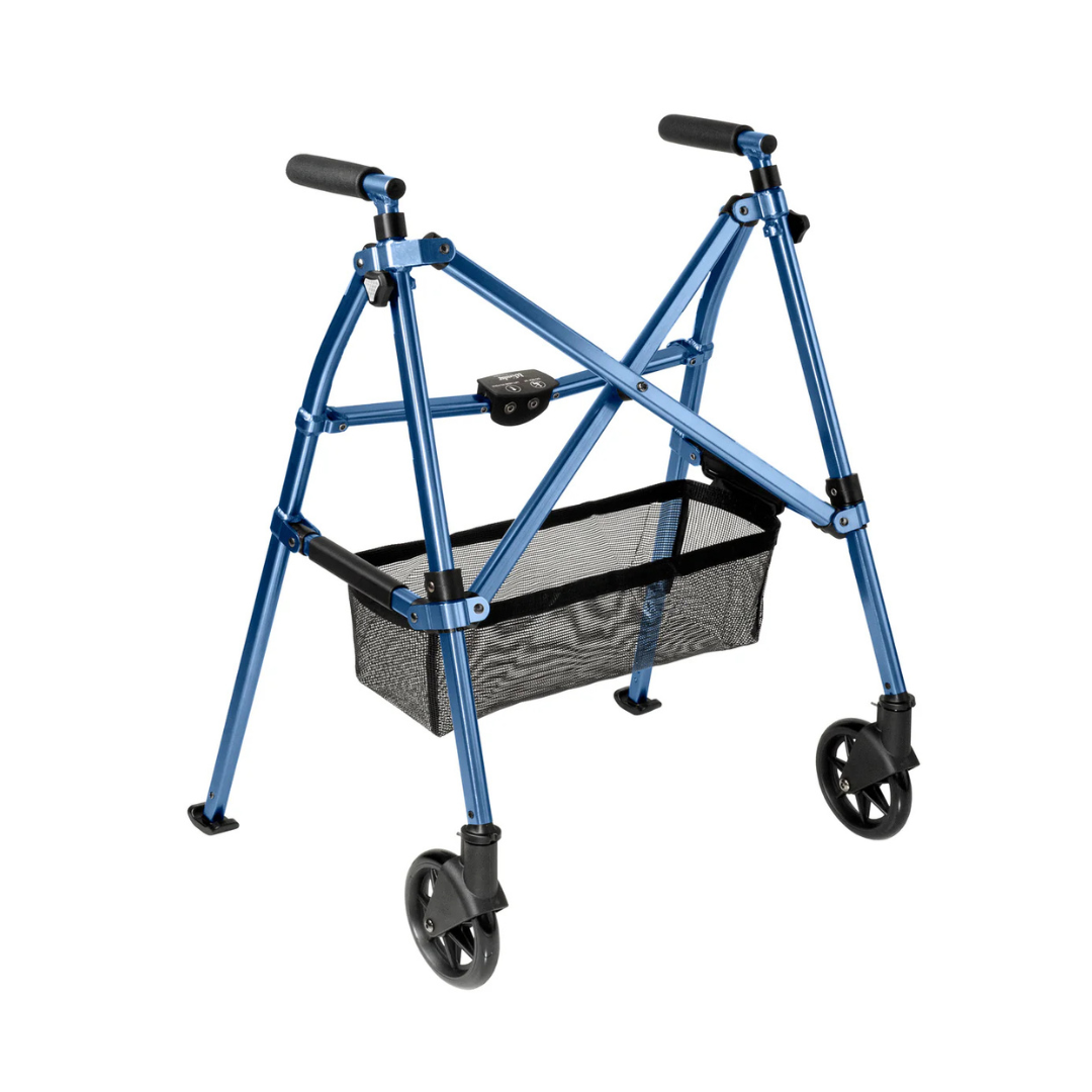 Stander Wonder Walker Plus 4300-BW Ultra Compact Folding Walker with Wheels & Basket By Stander