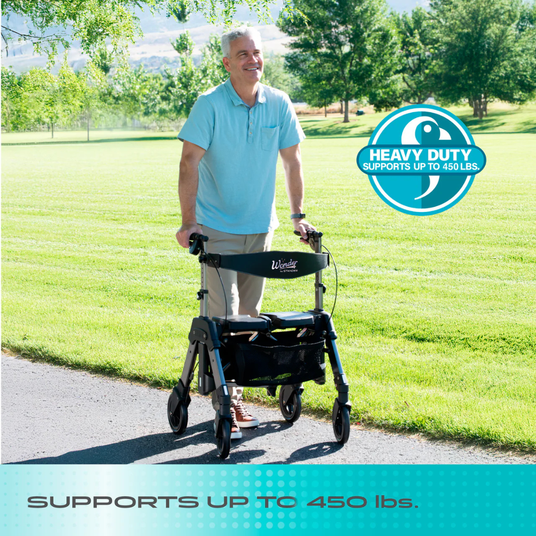 Stander Wonder Rollator HD Heavy Duty Bariatric Rollator with Seat & Basket 4360RR By Stander