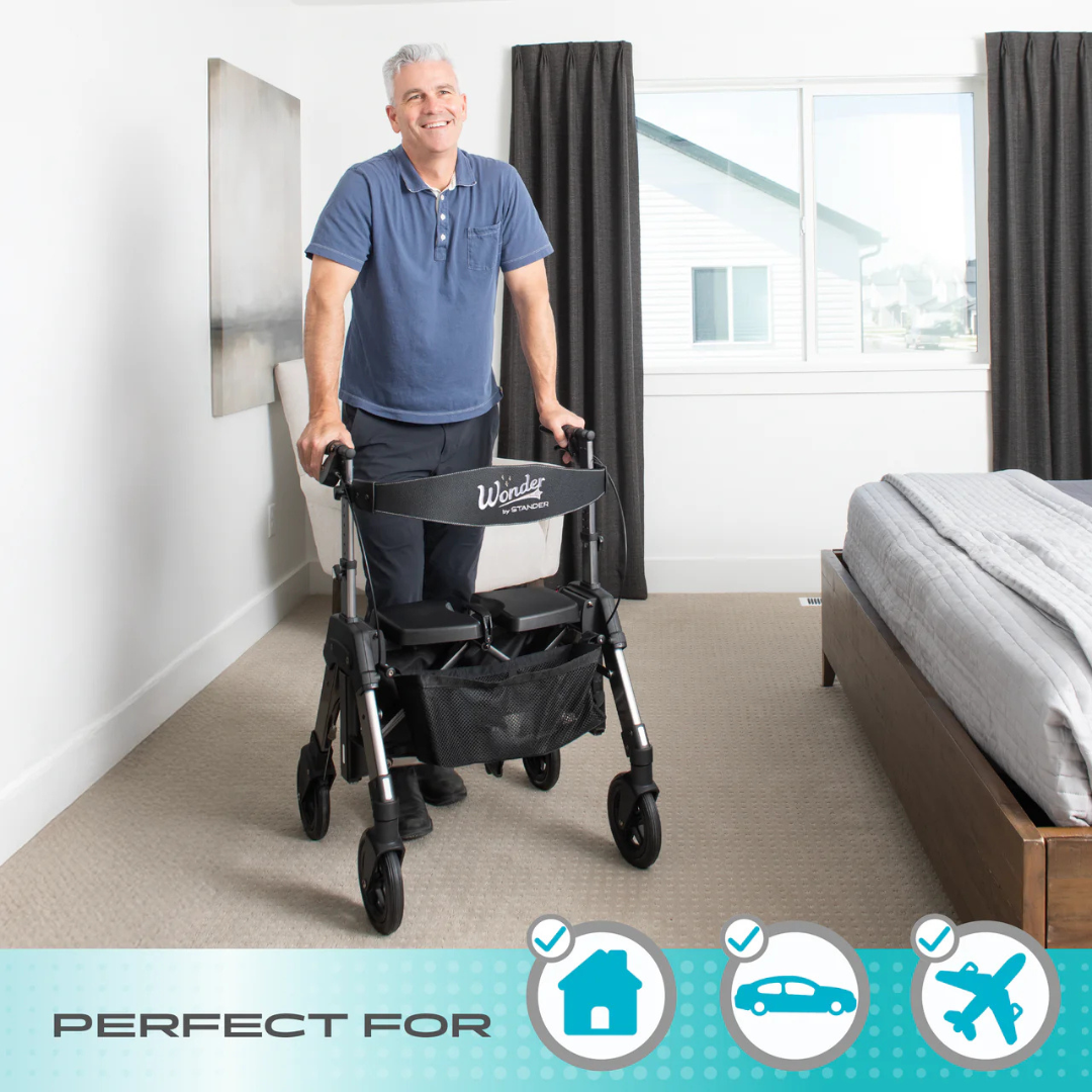 Stander Wonder Rollator HD Heavy Duty Bariatric Rollator with Seat & Basket 4360RR By Stander