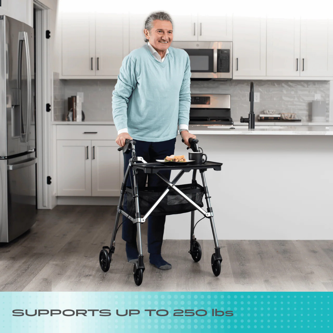 Stander Wonder Indoor Rollator with Tray Table Basket & Folding Design 4390 By Stander