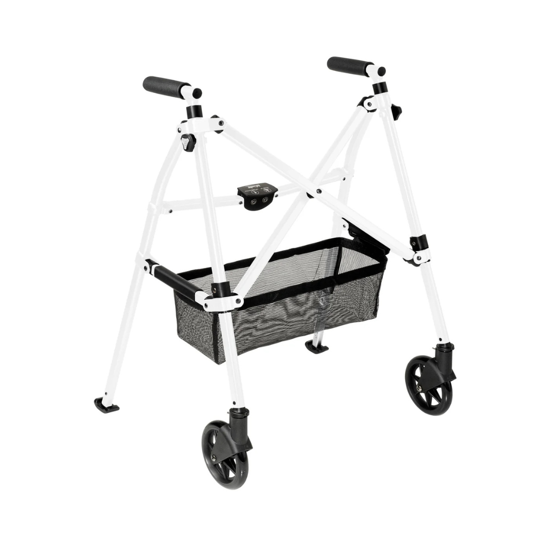 Stander Wonder Walker Plus 4300-BW Ultra Compact Folding Walker with Wheels & Basket By Stander