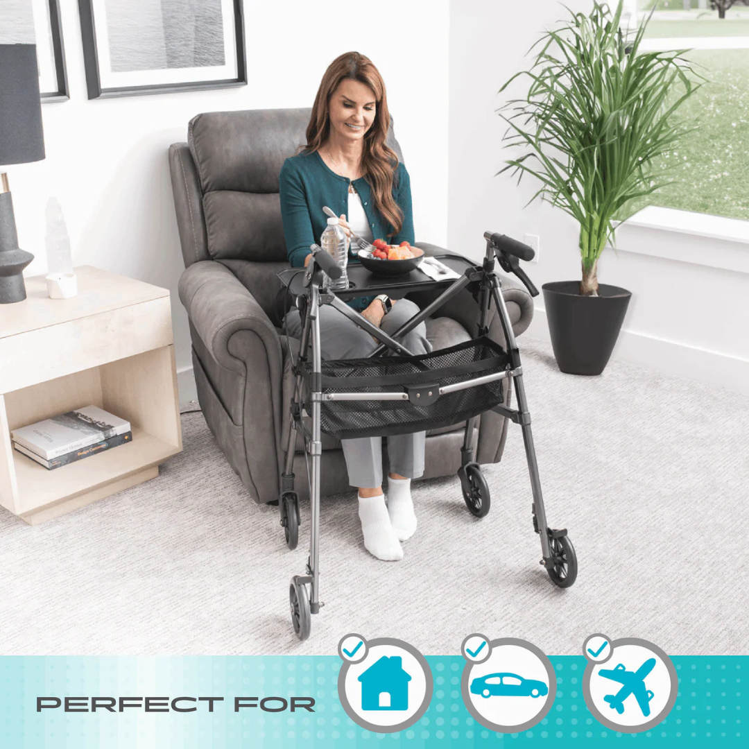 Stander Wonder Indoor Rollator with Tray Table Basket & Folding Design 4390 By Stander