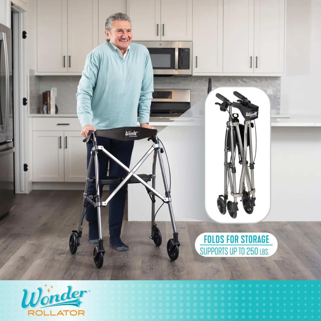 Stander Space Saver Rollator Compact Folding Rollator with Seat & Brakes 4250RR By Stander