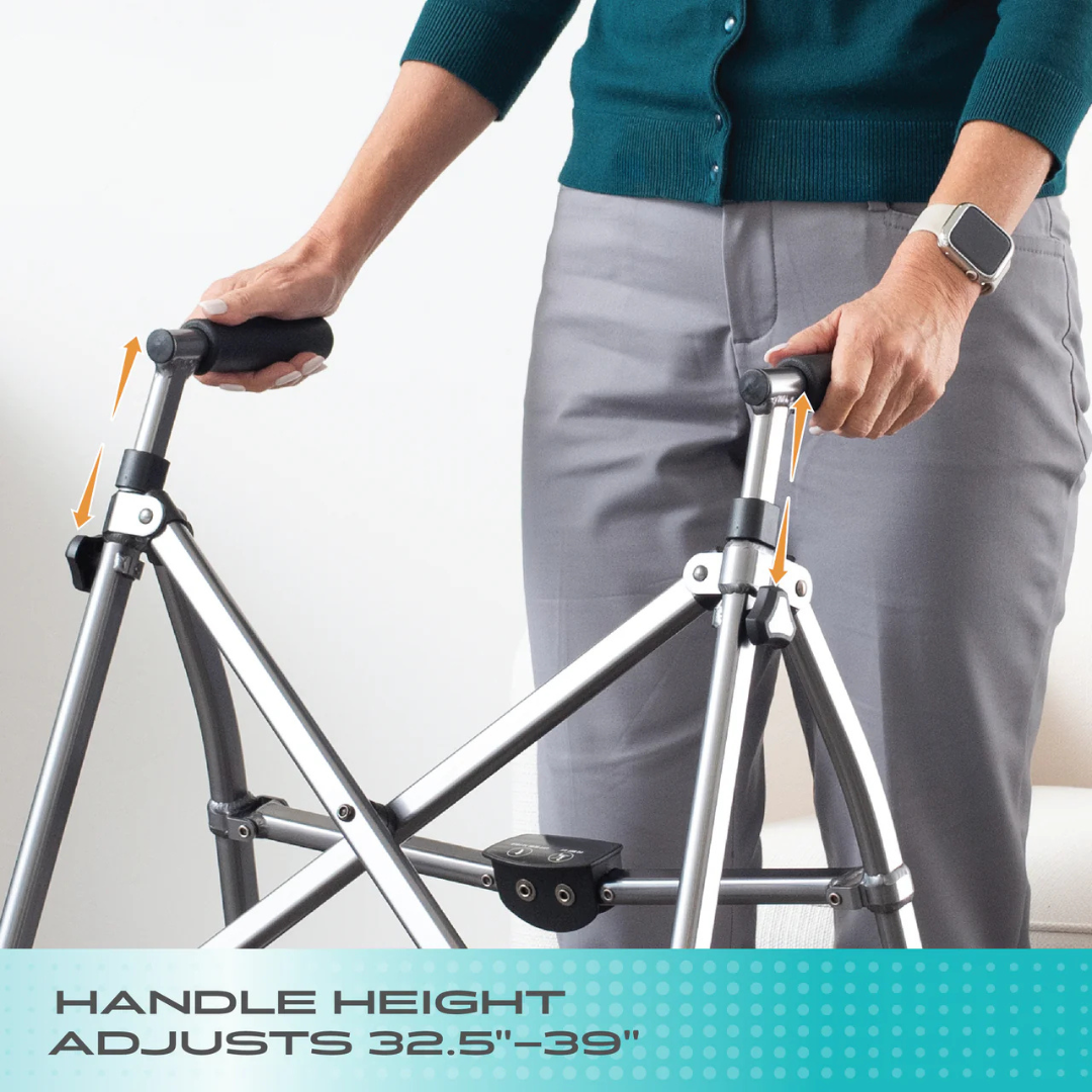Stander Wonder Walker Plus 4300-BW Ultra Compact Folding Walker with Wheels & Basket By Stander