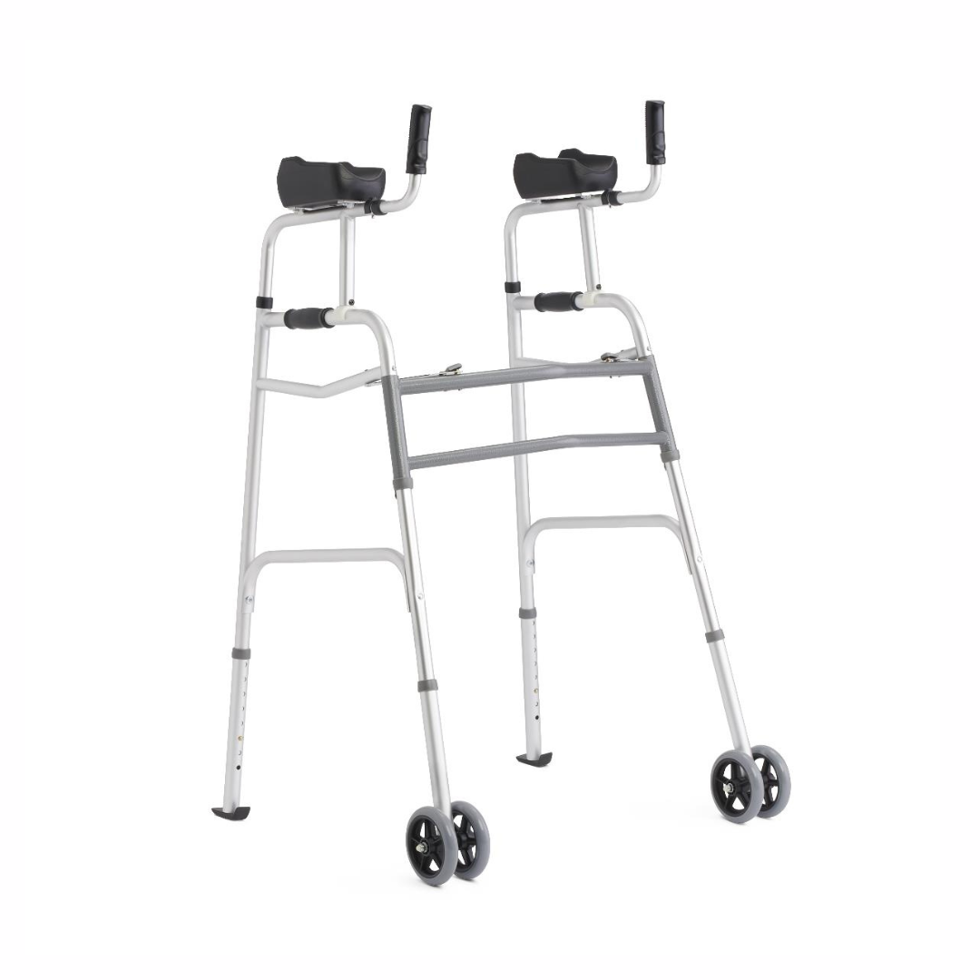 Medline Aluminum Upright Folding Walker with 5" Wheel (MDSUPWALKR) By Medline