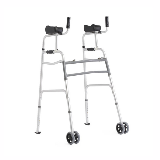 Medline Aluminum Upright Folding Walker with 5" Wheel (MDSUPWALKR) By Medline