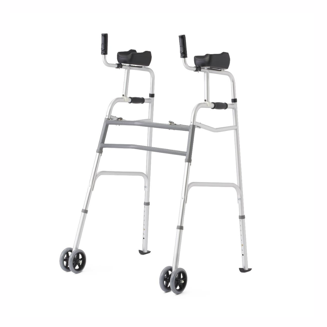 Medline Aluminum Upright Folding Walker with 5" Wheel (MDSUPWALKR) By Medline